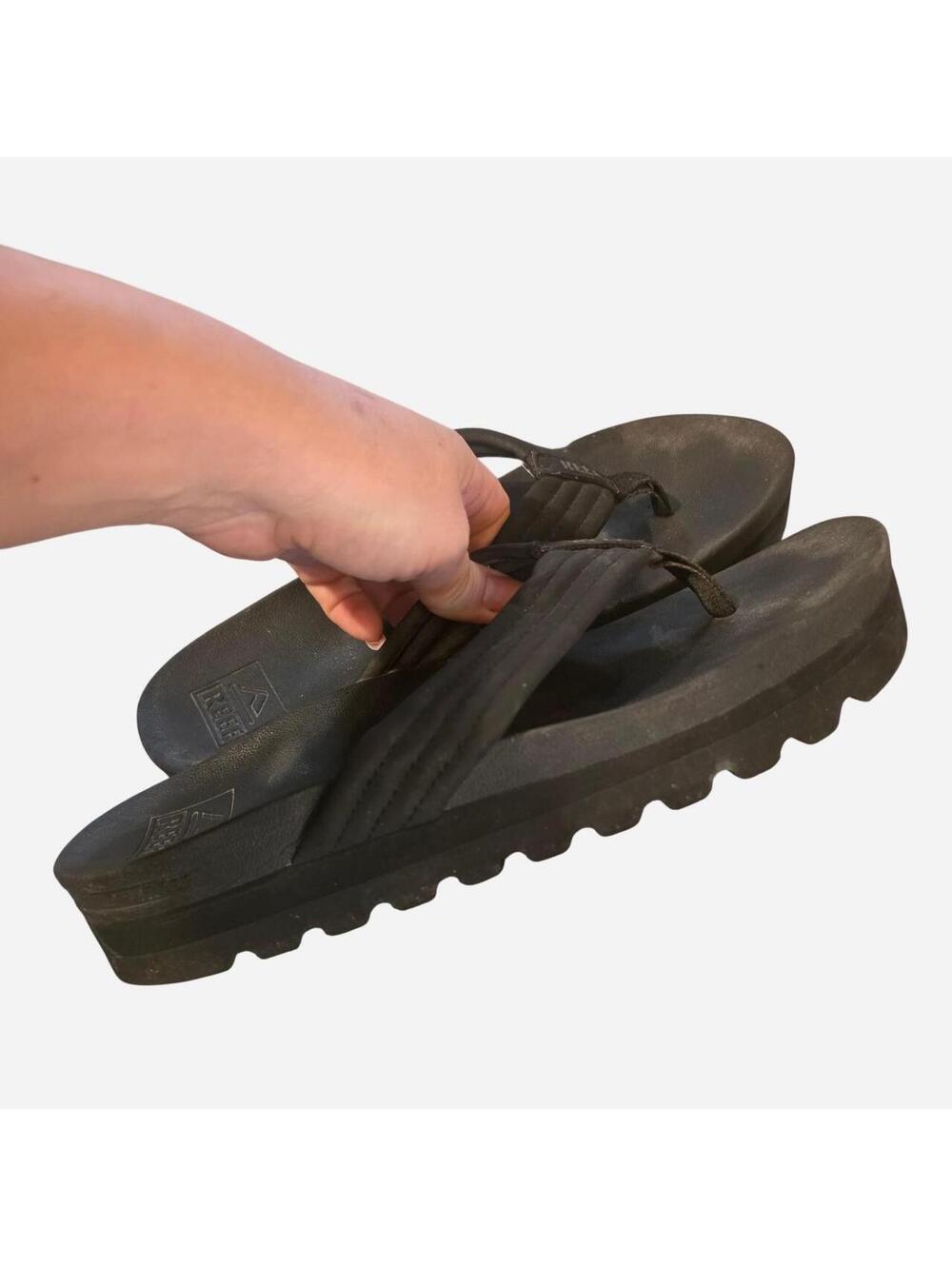 Reef Cushioned Shea Hi Platform Black Flip Flop Women's Sandal Size 10